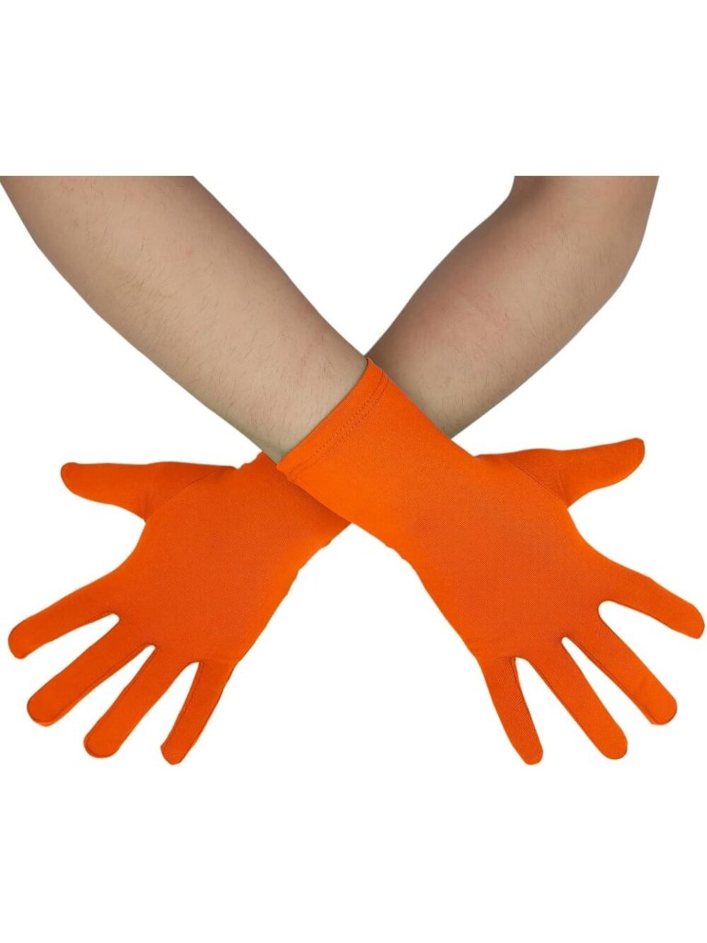 Women's Orange Banquet Party For Halloween Stretchy Spandex Costume Gloves